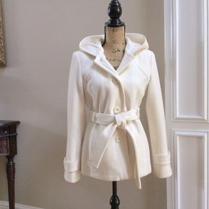 Gorgeous Soft Cream Anne Klein Pea Coat with Hood